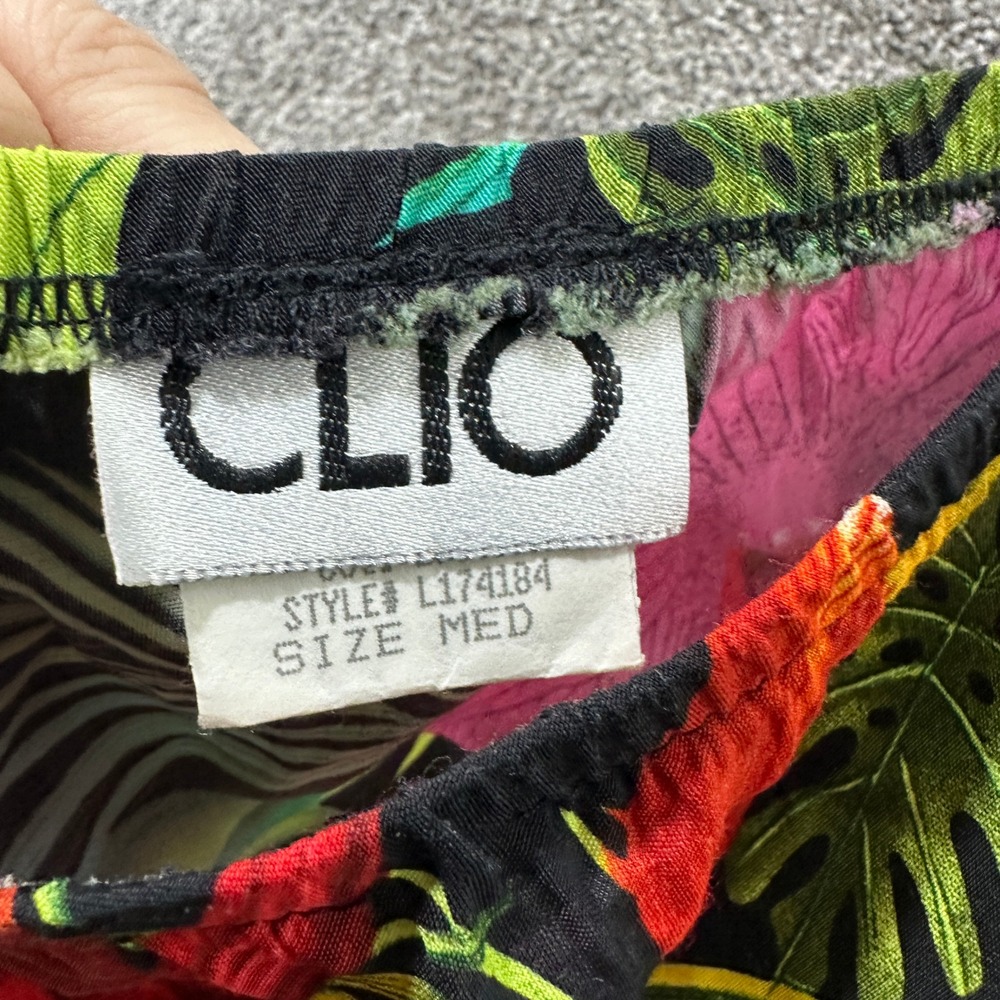 VTG Clio Midi Skirt Medium Tropical Floral Rayon Hawaiian Tiki Cruise Resort - Picture 3 of 7